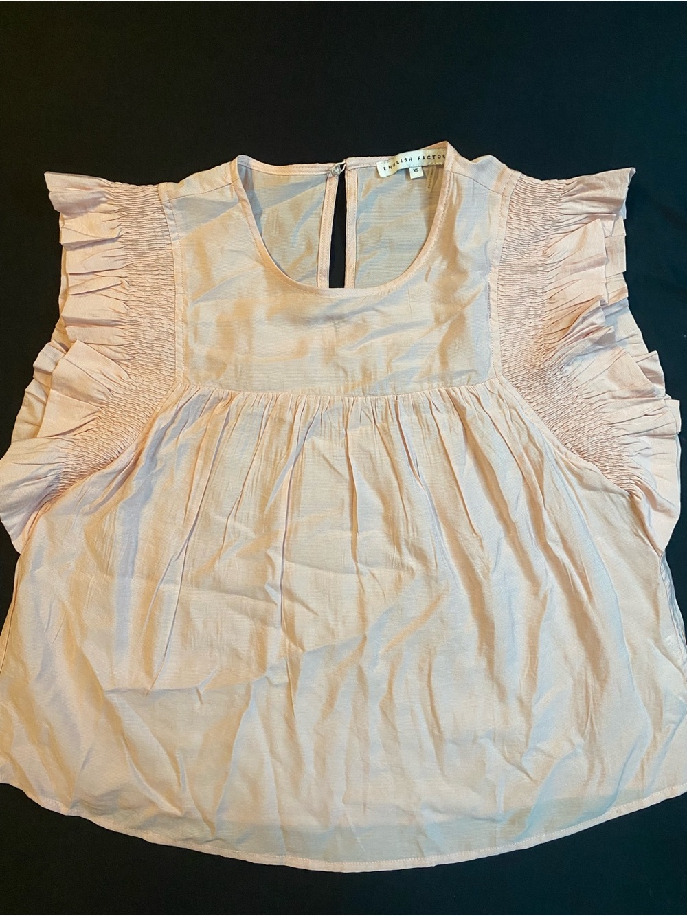 Pink Ruffle Sleeve Smocked Yoke Women's Top